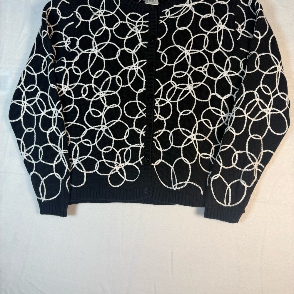 Talbot's Black and White Button-up Cardigan Size Medium - Picture 5 of 5